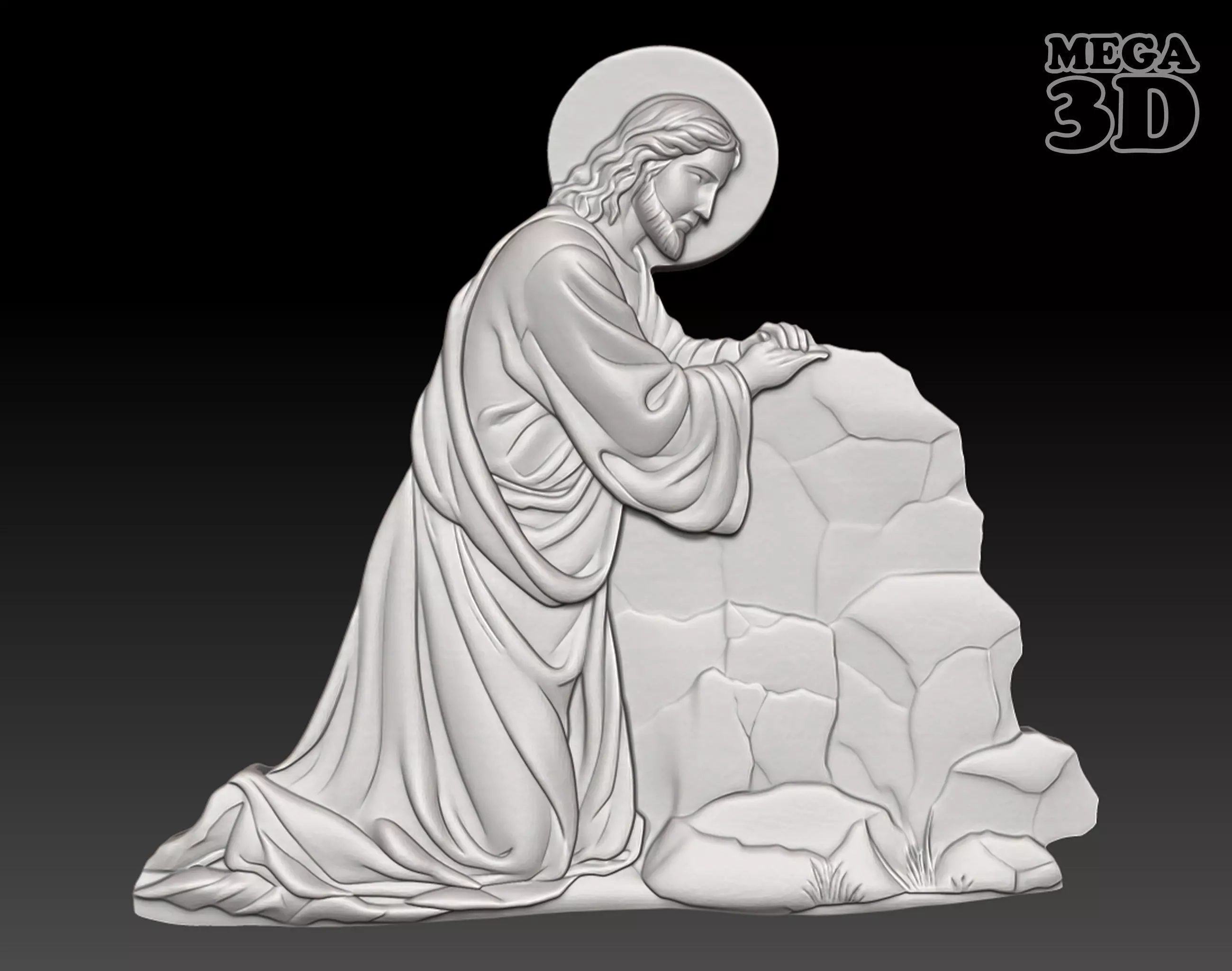Jesus Christ praying in the Garden of Gethsemane - 250531 3D print model_0