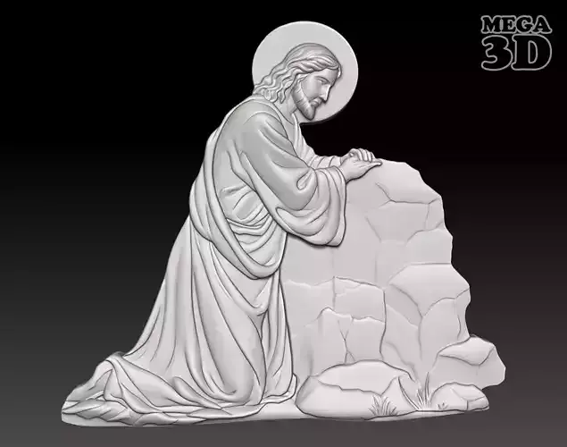 Jesus Christ praying in the Garden of Gethsemane - 250531 3D print model