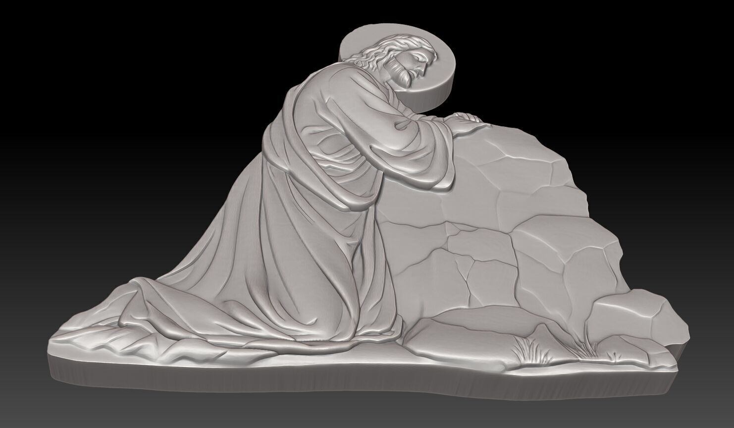 Jesus Christ praying in the Garden of Gethsemane - 250531 3D print model_7