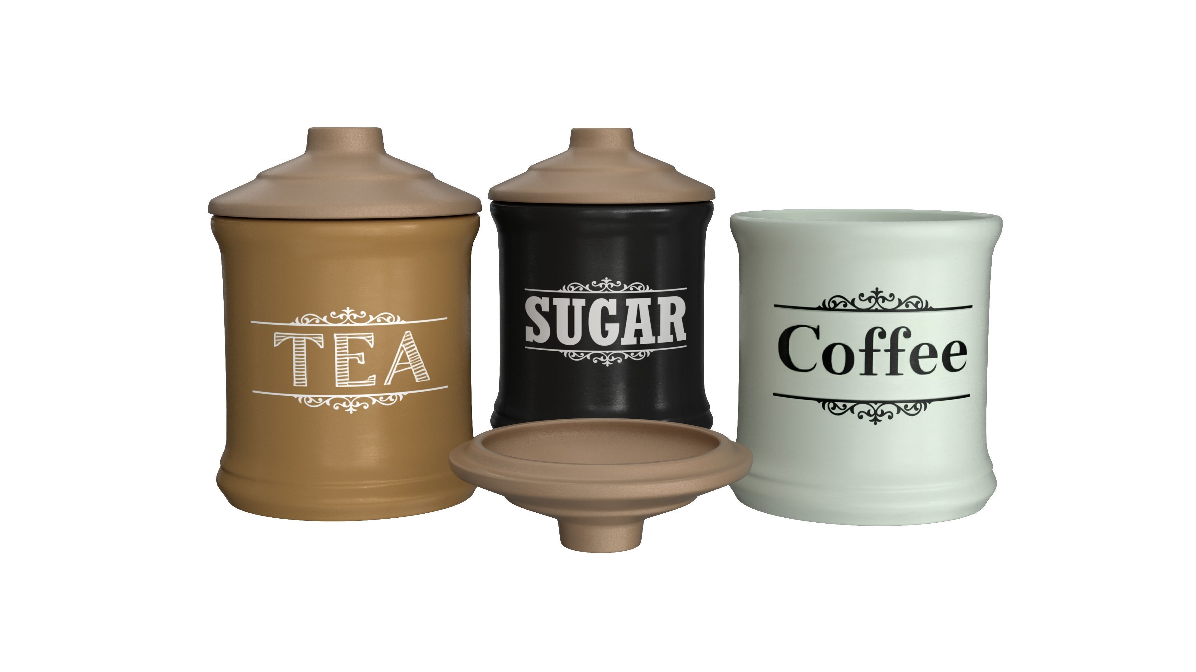 Pot 3D Model Set Low-poly 3D model_2