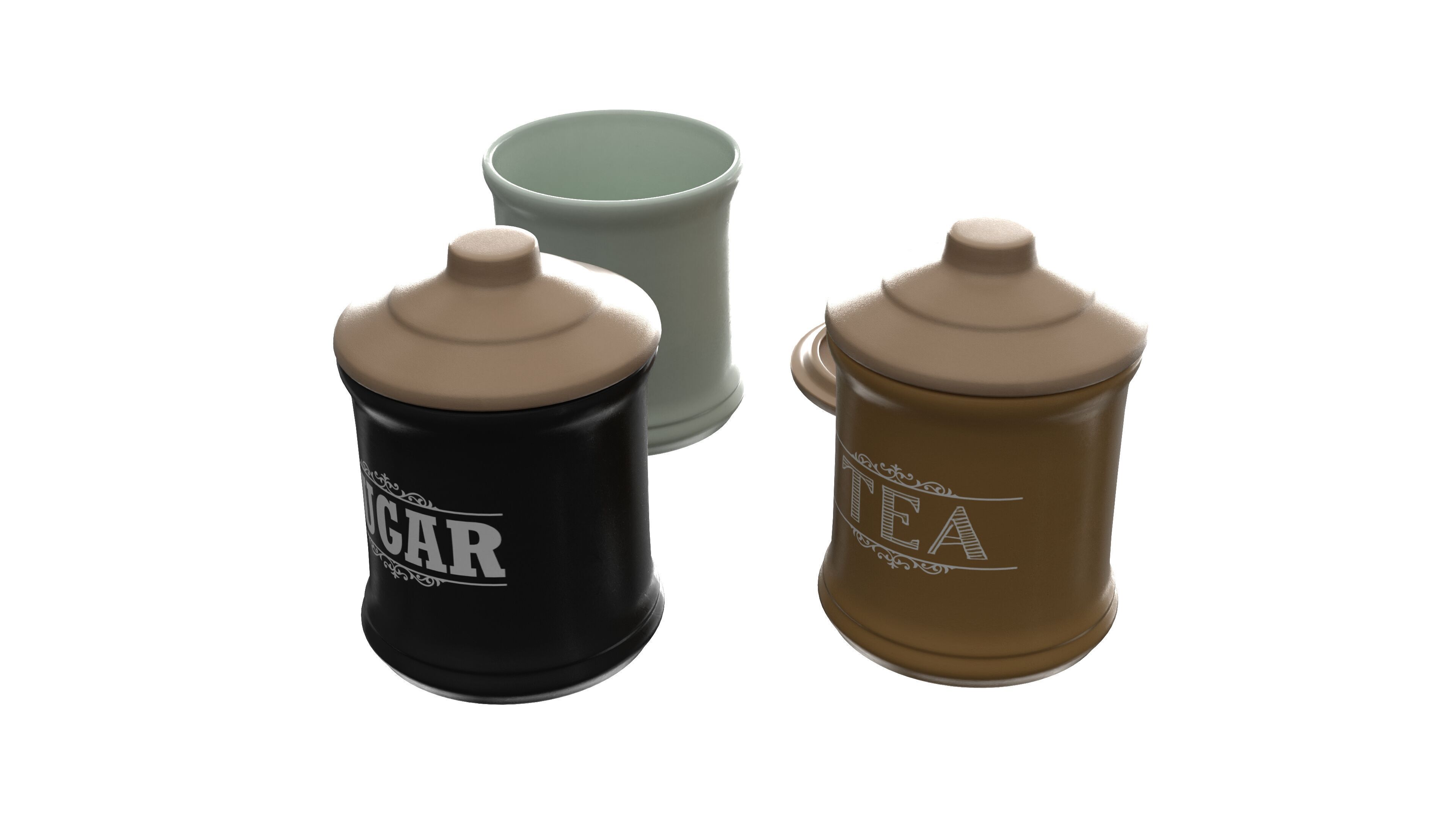Pot 3D Model Set Low-poly 3D model_6