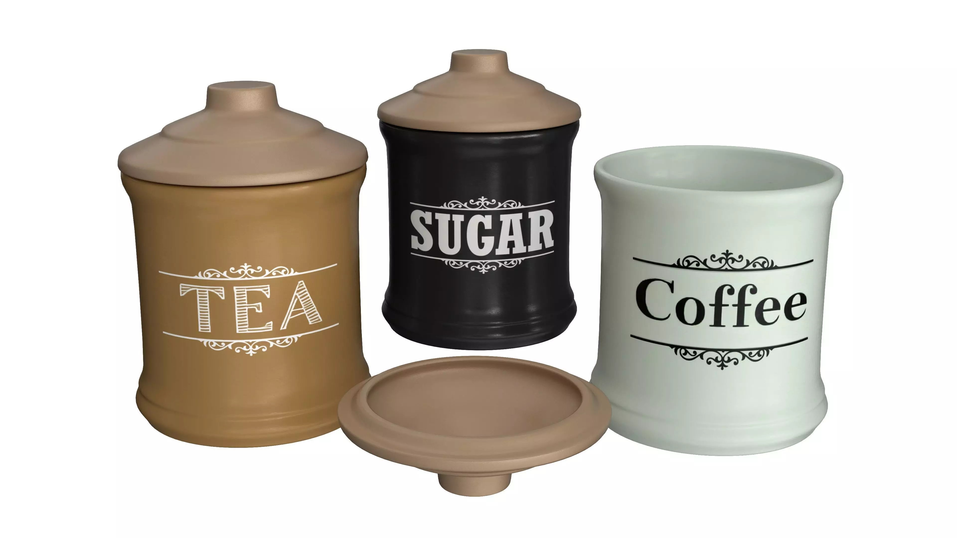 Pot 3D Model Set Low-poly 3D model_0