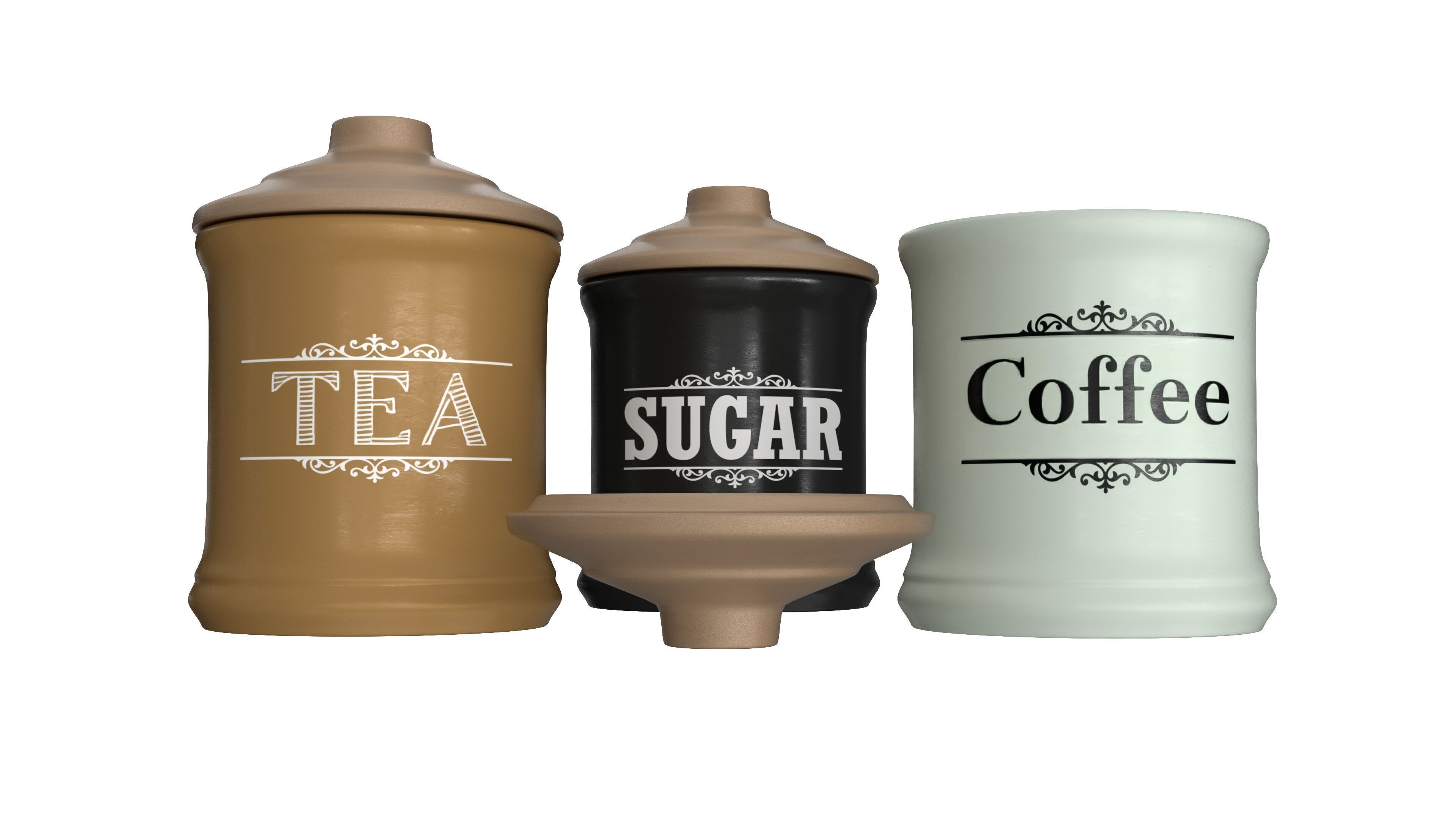 Pot 3D Model Set Low-poly 3D model_10