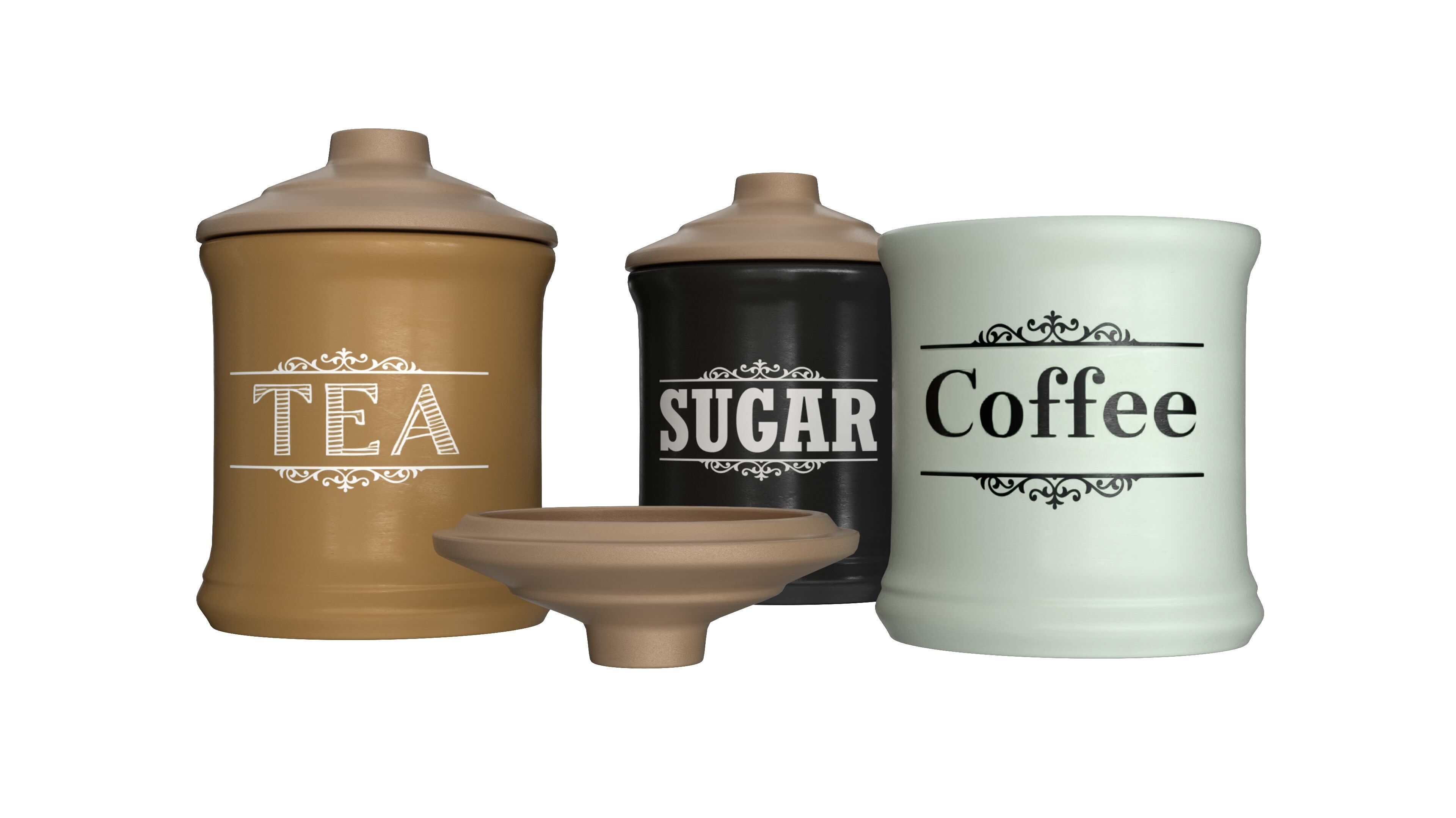 Pot 3D Model Set Low-poly 3D model_1