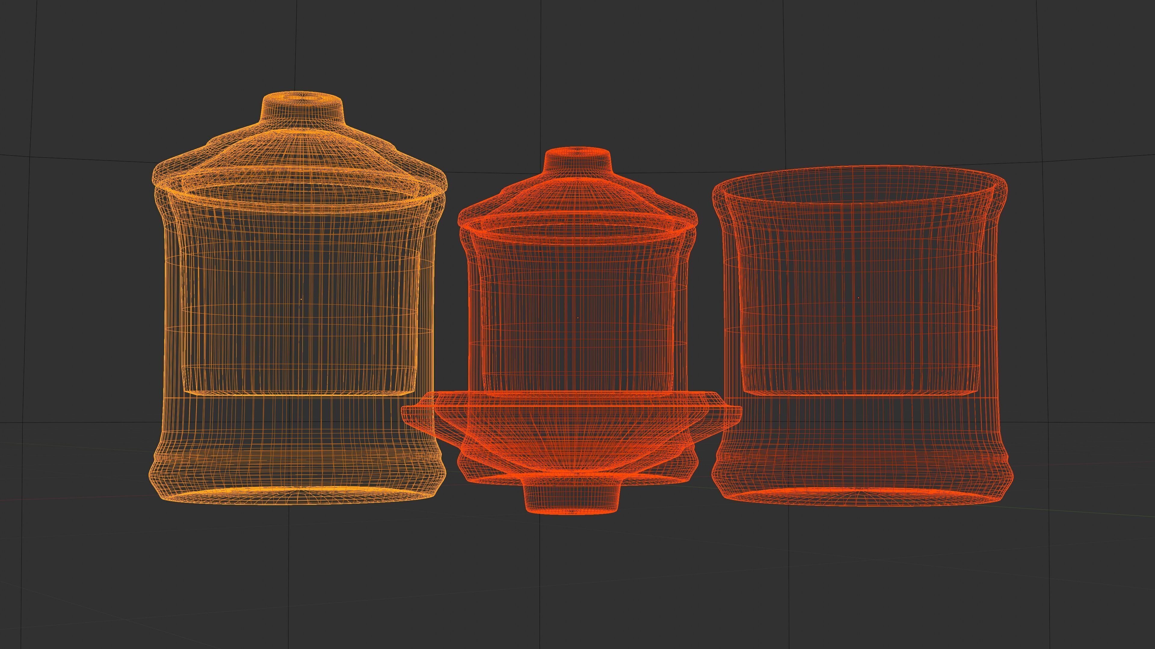 Pot 3D Model Set Low-poly 3D model_8