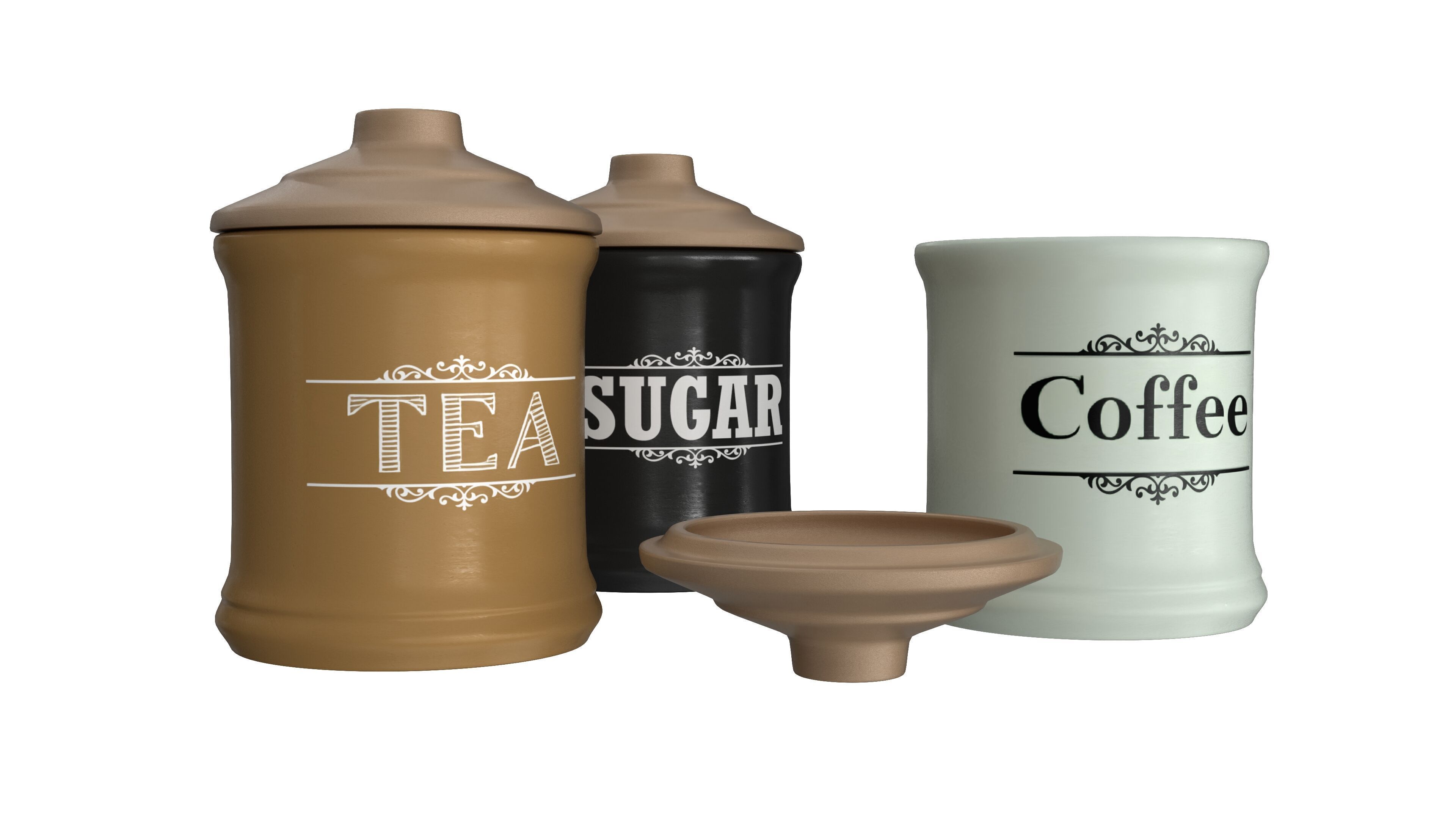 Pot 3D Model Set Low-poly 3D model_7