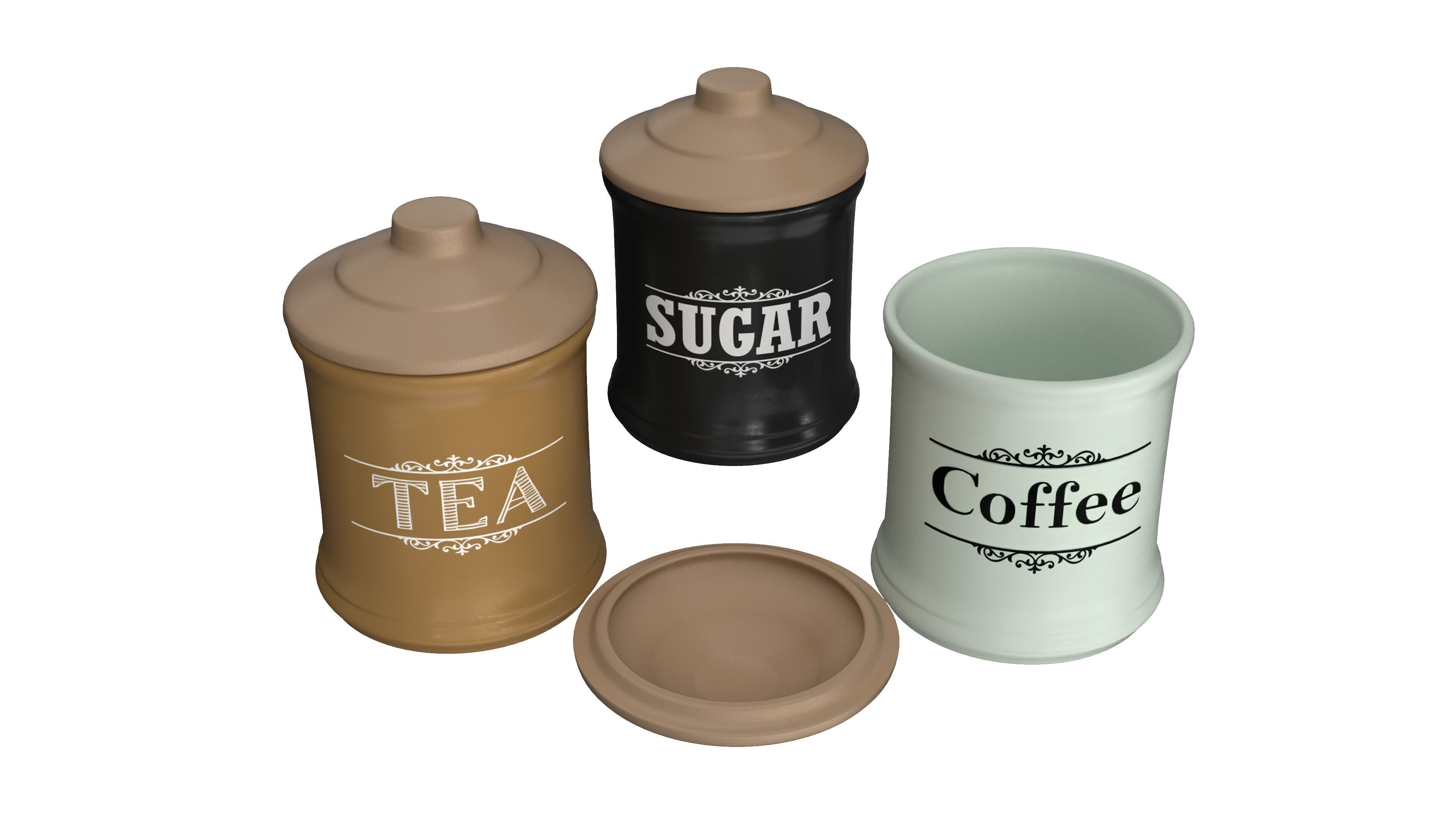 Pot 3D Model Set Low-poly 3D model_4