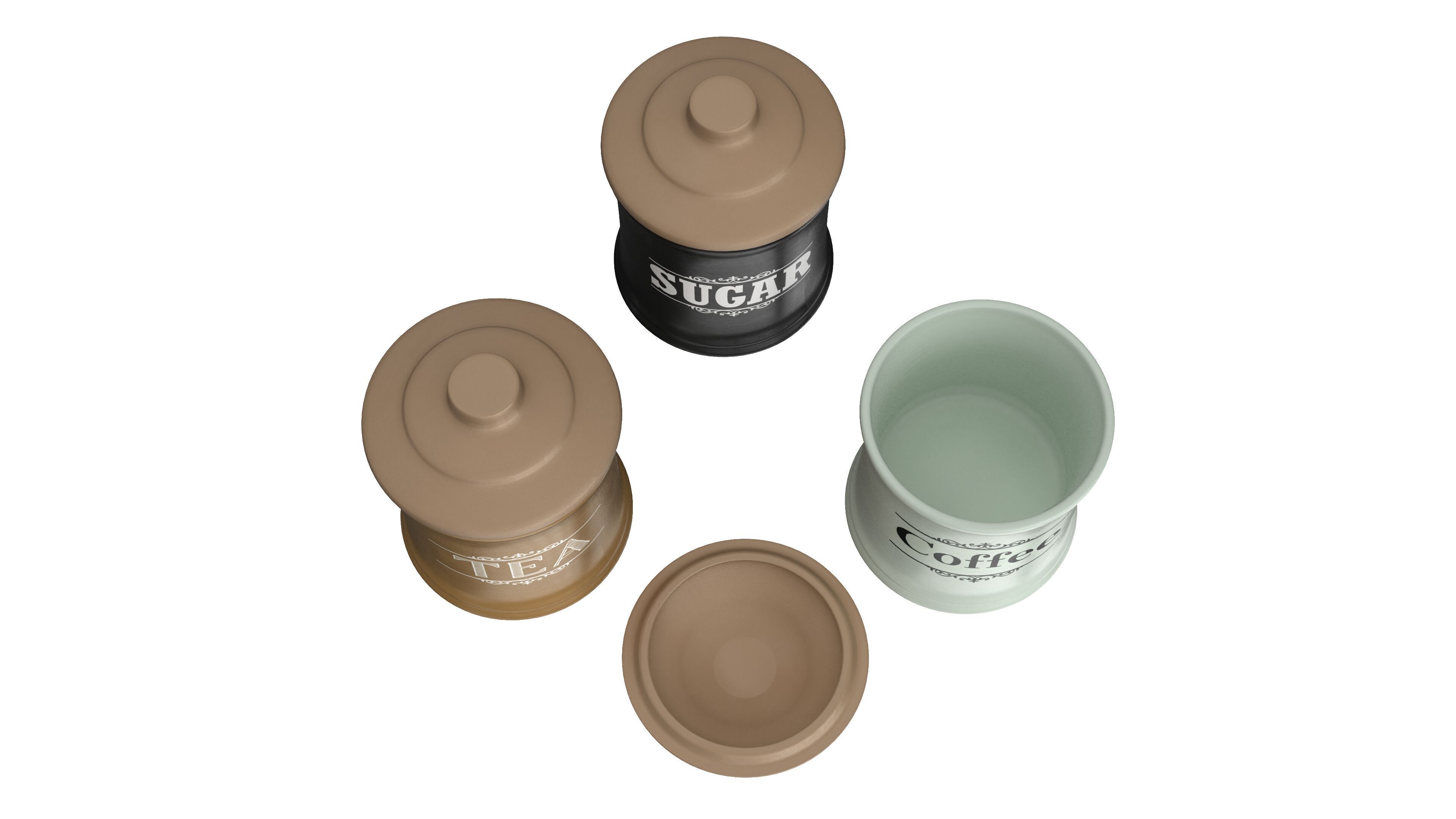 Pot 3D Model Set Low-poly 3D model_5