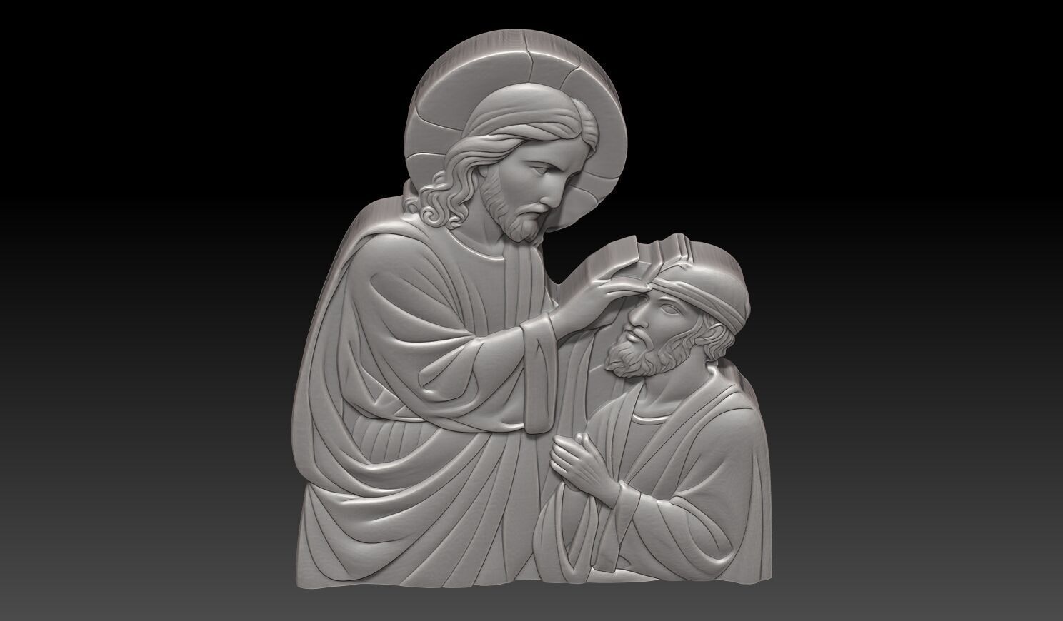Jesus Christ healing a blind person - 250531 3D print model_5