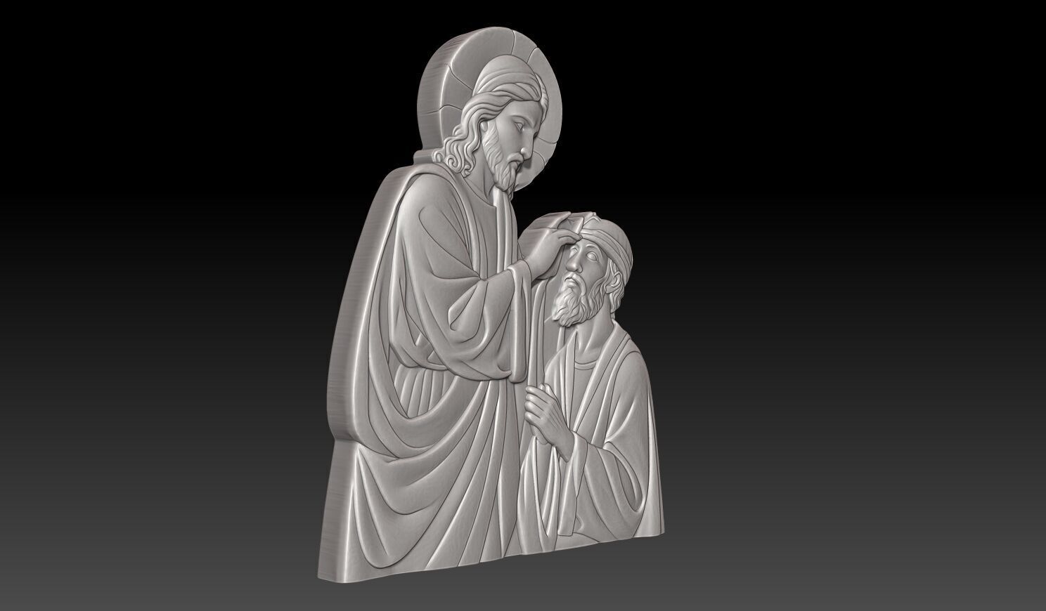 Jesus Christ healing a blind person - 250531 3D print model_3