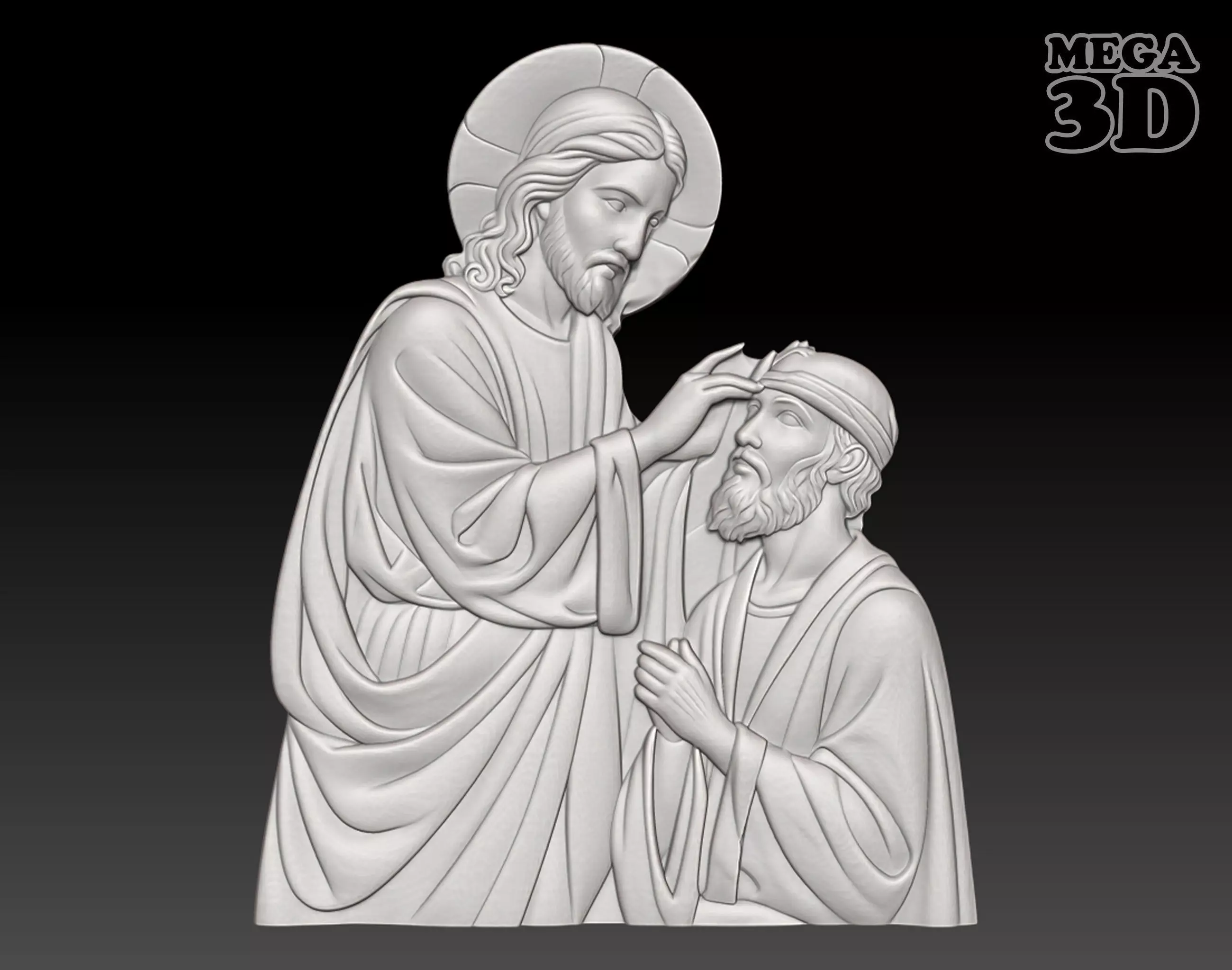 Jesus Christ healing a blind person - 250531 3D print model_0