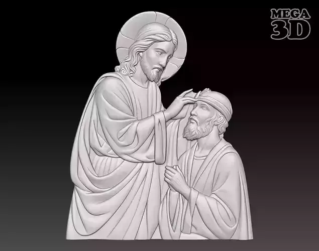 Jesus Christ healing a blind person - 250531 3D print model