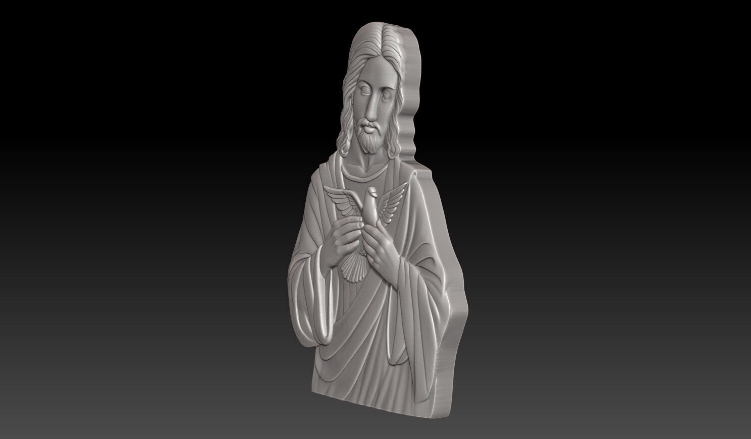 Jesus and white dove - 250531 3D print model_2