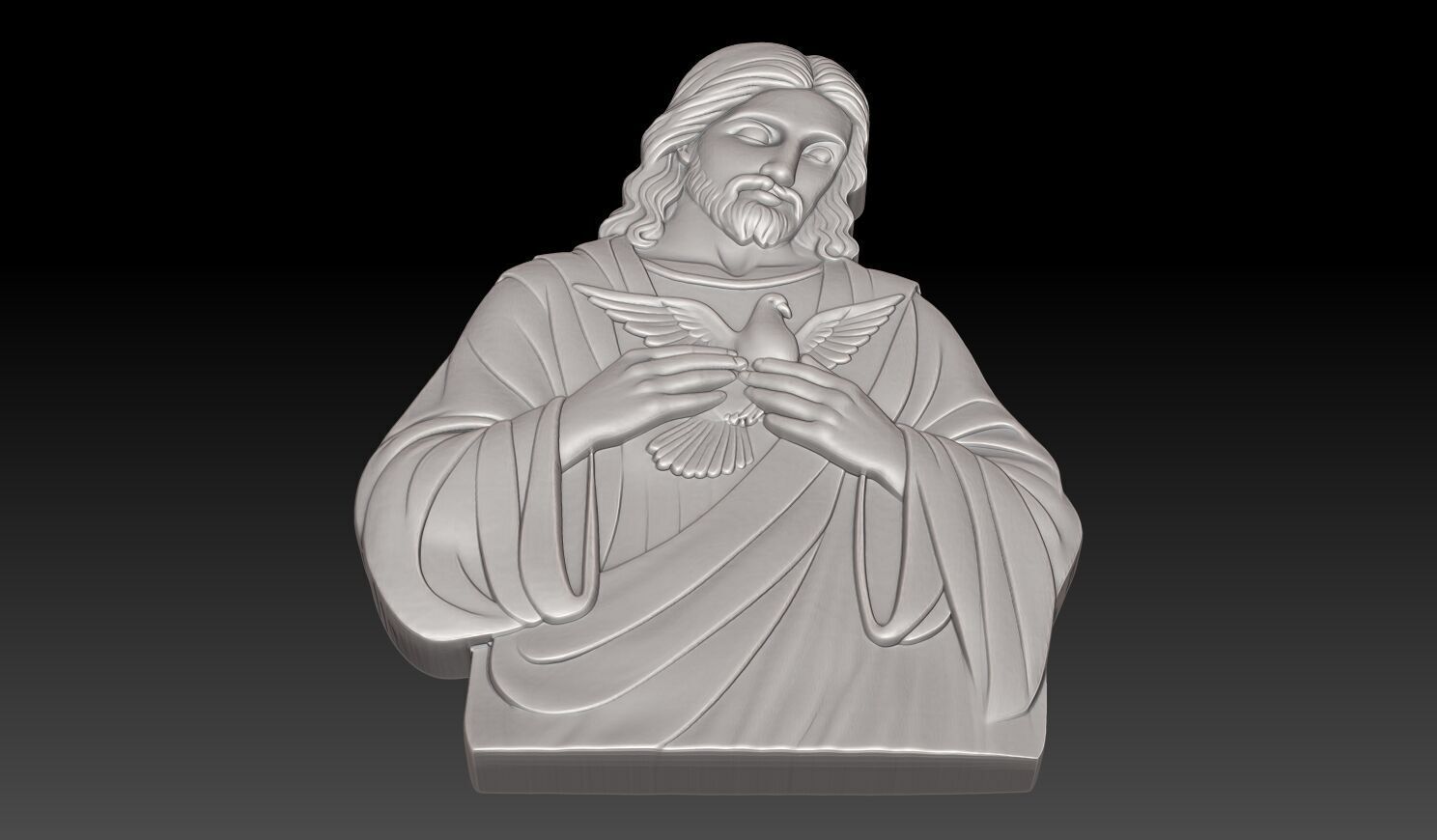 Jesus and white dove - 250531 3D print model_8