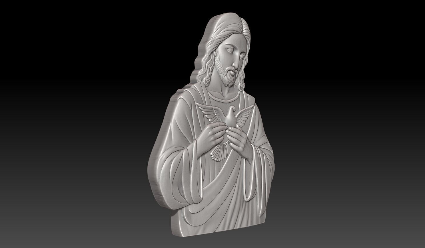 Jesus and white dove - 250531 3D print model_3