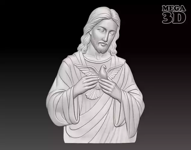 Jesus and white dove - 250531 3D print model