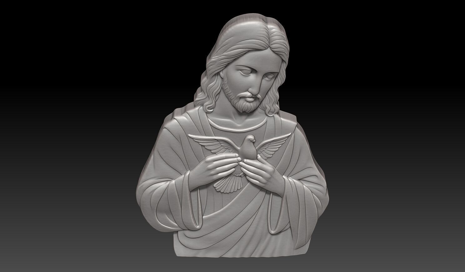 Jesus and white dove - 250531 3D print model_6
