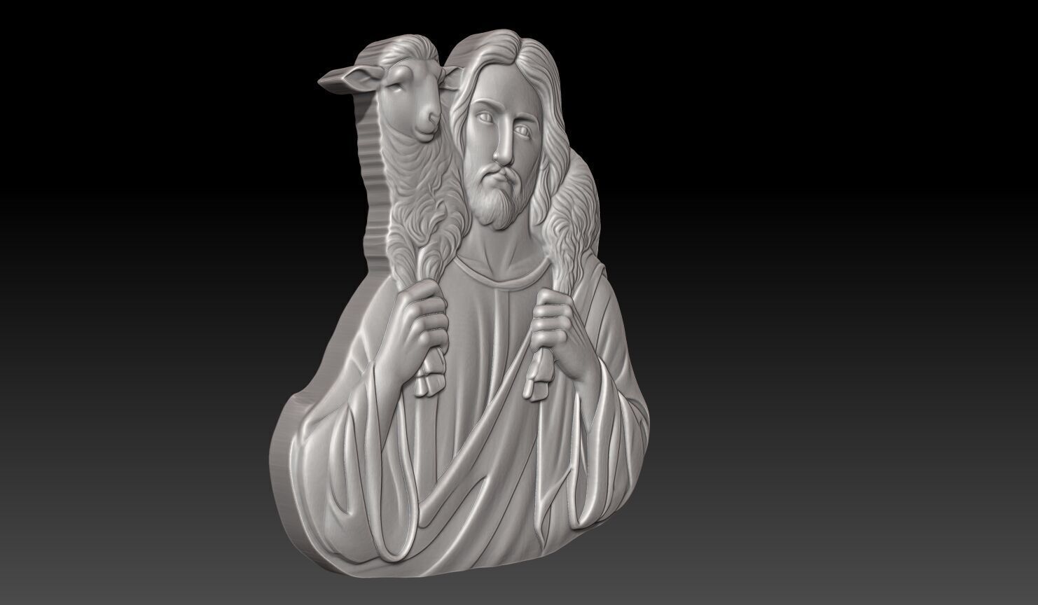 Jesus and a lamb - 250531 3D print model_3