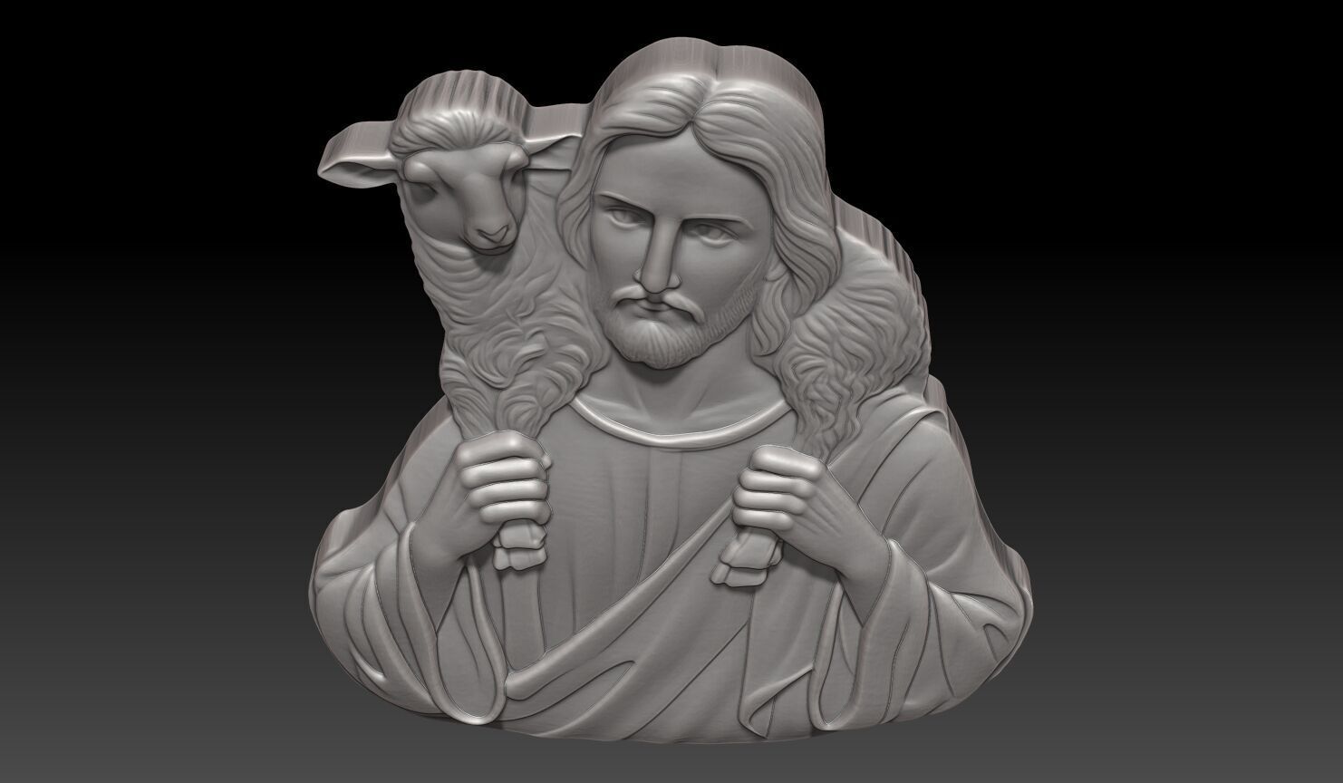 Jesus and a lamb - 250531 3D print model_6