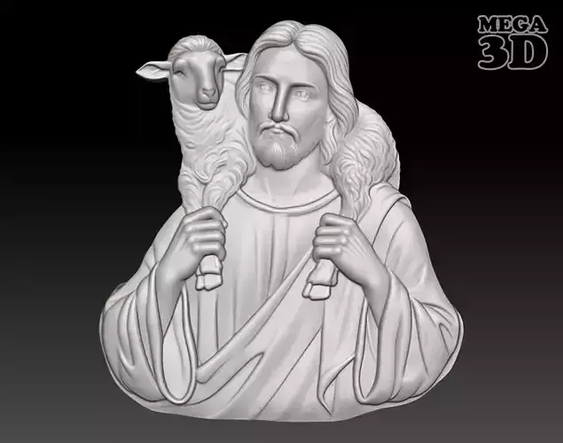 Jesus and a lamb - 250531 3D print model