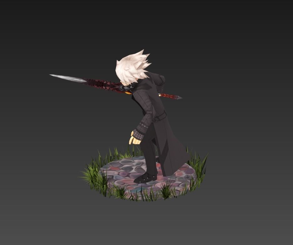 Fantasy Dark Knight Low-poly 3D model_4