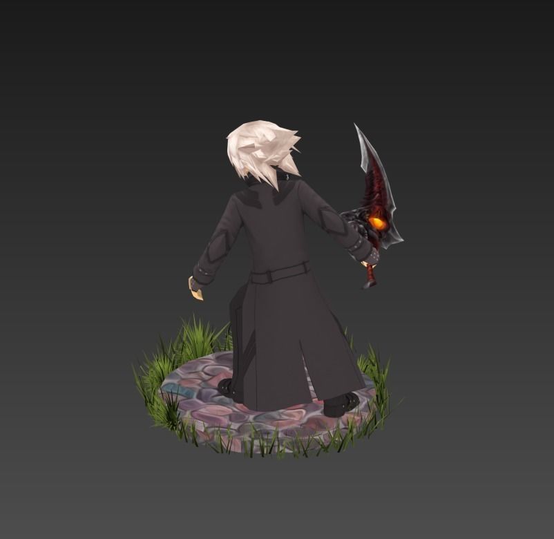 Fantasy Dark Knight Low-poly 3D model_3