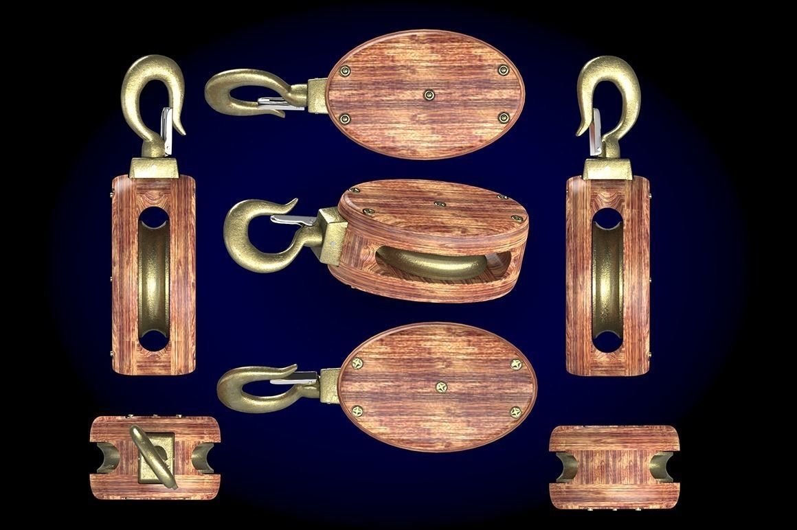 Wooden Block for boat 3D model_0