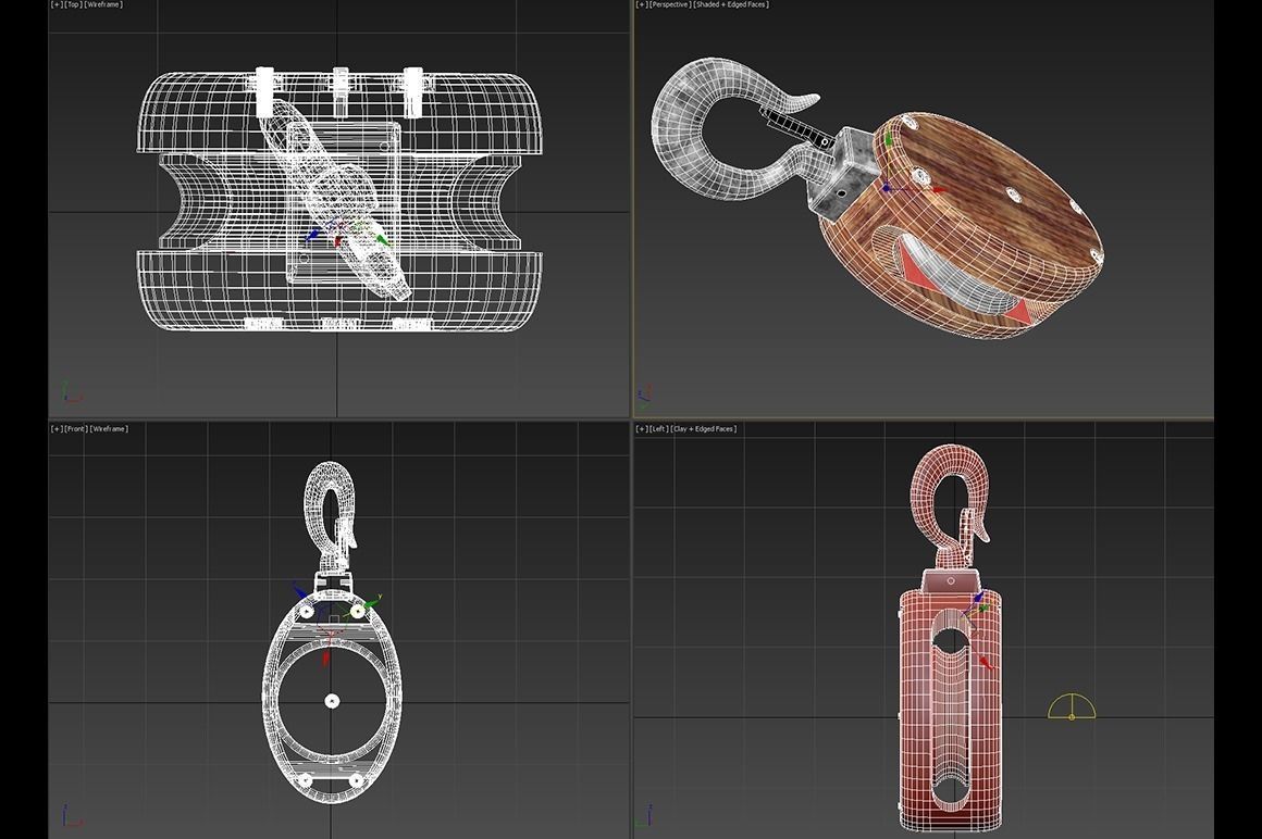 Wooden Block for boat 3D model_1