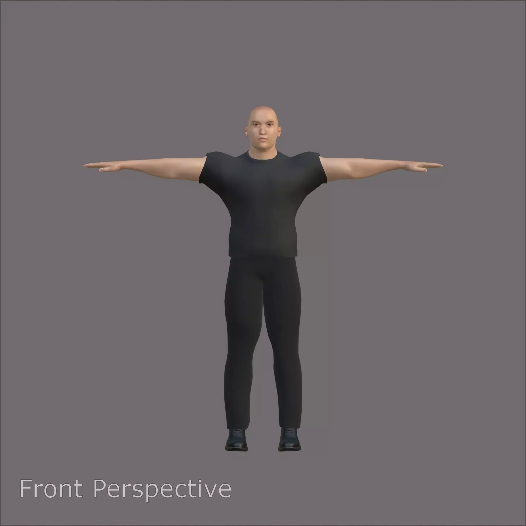 Security Character in All-Black Outfit 3D model