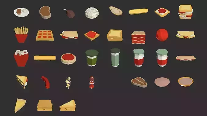 Low Poly Food Packaging Complete stylized Collection Free low-poly 3D model