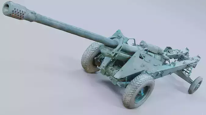 Photogrammetry Artillery Low-poly 3D model