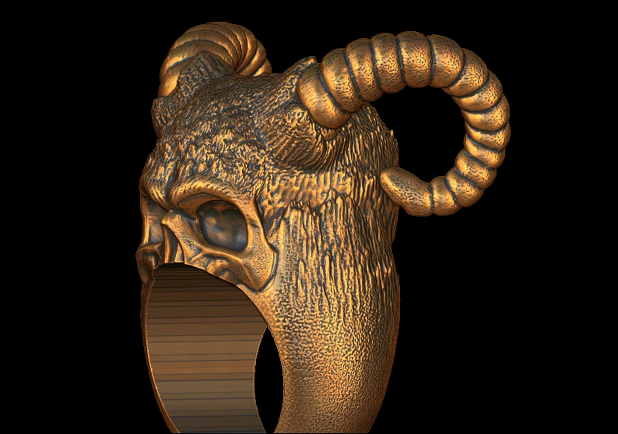Skull King Ring 3D print model_6