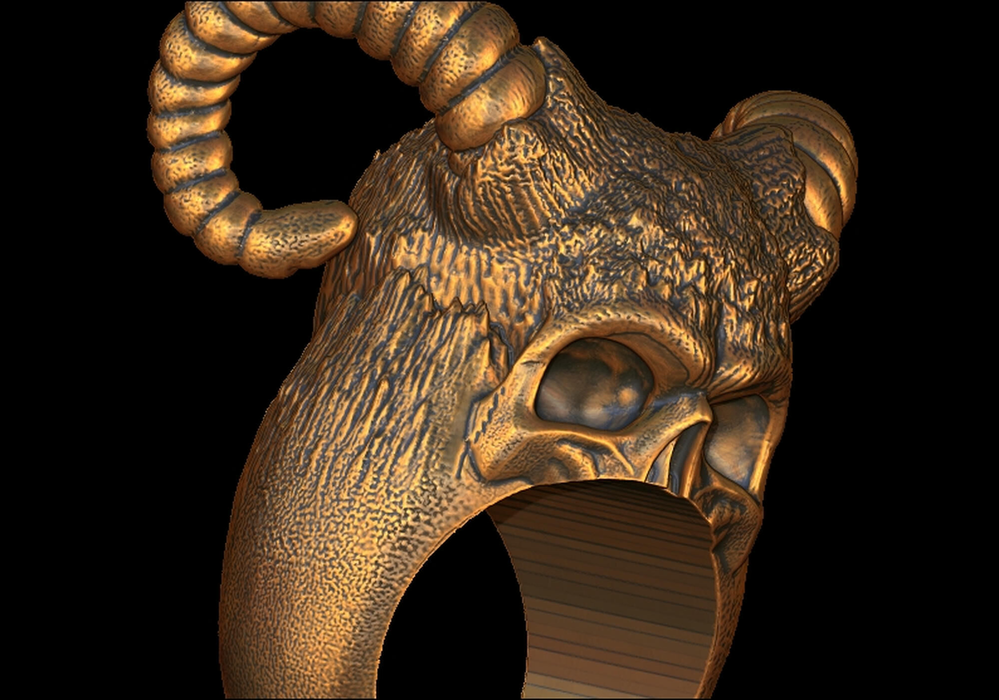 Skull King Ring 3D print model_5