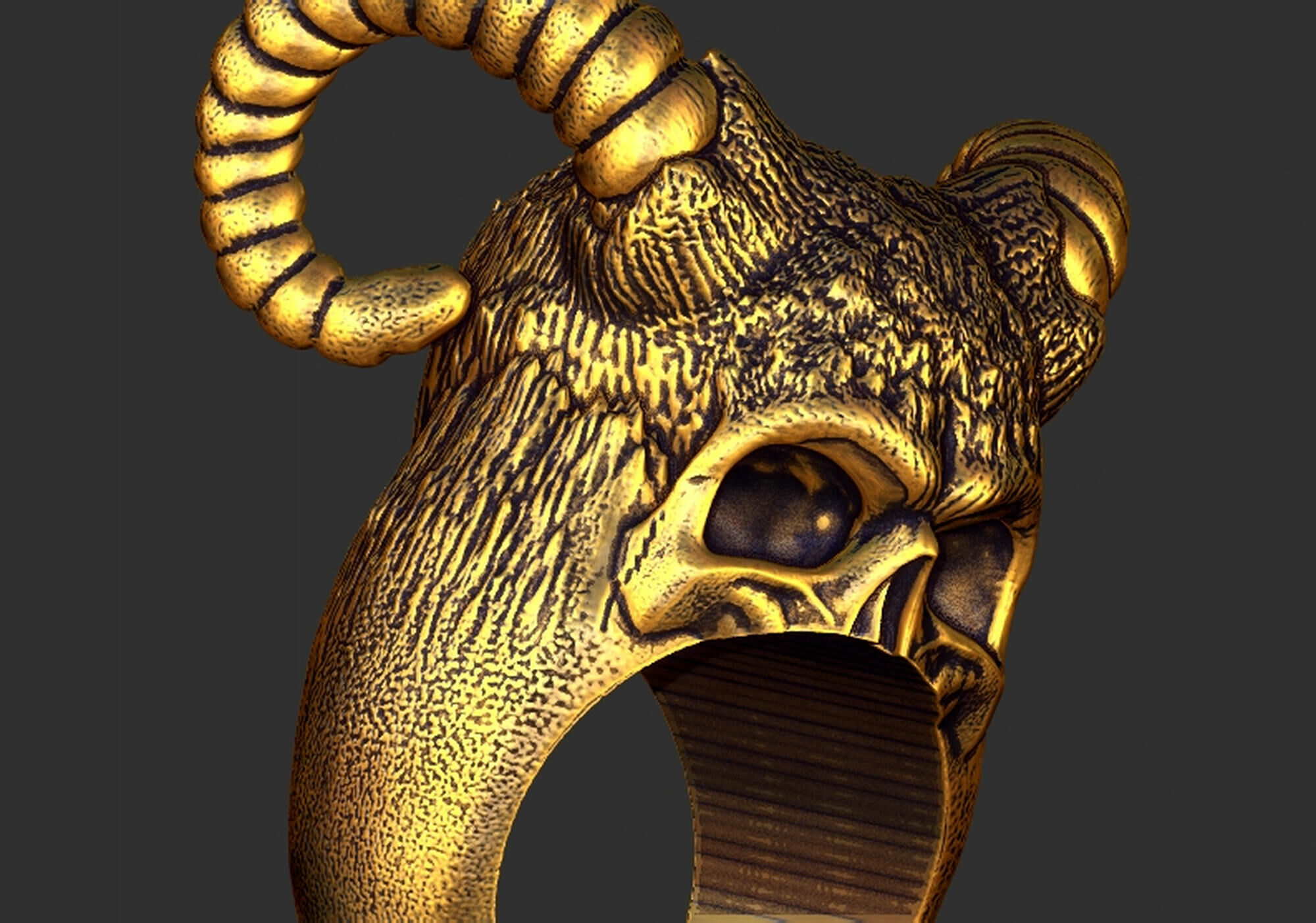 Skull King Ring 3D print model_4