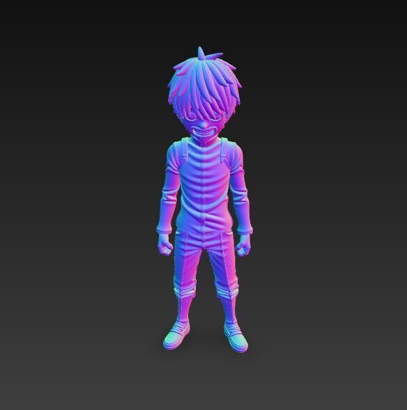 Furious Glare Dynamic Anime Character 3D Print Model 3D model_7
