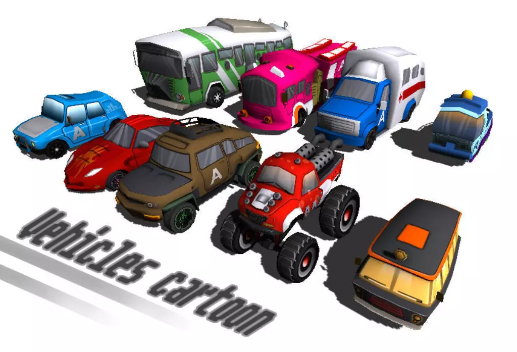 Vehicles Cartoon TeamA Low-poly 3D model