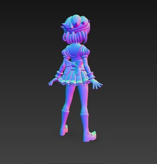 Cheerful Schoolgirl Cute Anime Character 3D Print Model 3D model_2