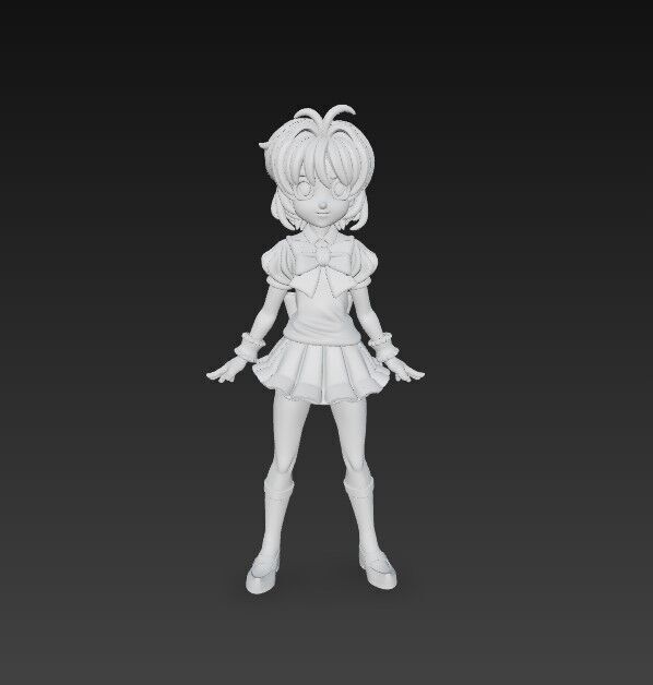 Cheerful Schoolgirl Cute Anime Character 3D Print Model 3D model_16
