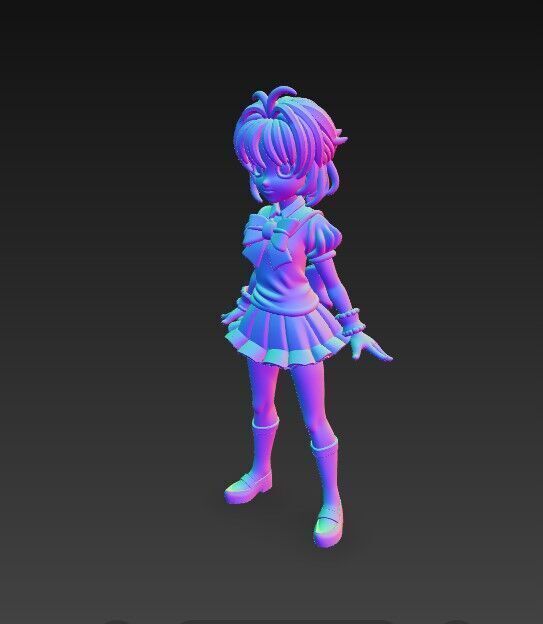 Cheerful Schoolgirl Cute Anime Character 3D Print Model 3D model_7