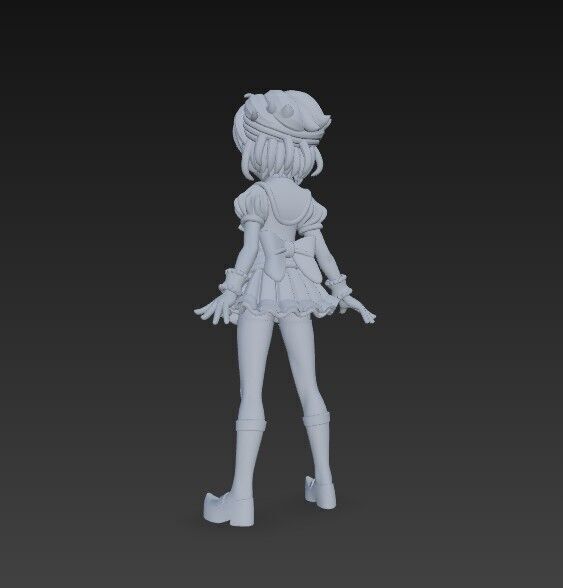 Cheerful Schoolgirl Cute Anime Character 3D Print Model 3D model_12
