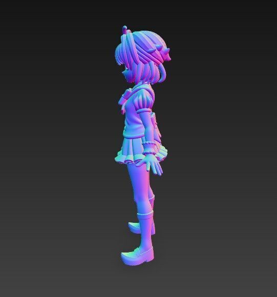Cheerful Schoolgirl Cute Anime Character 3D Print Model 3D model_6