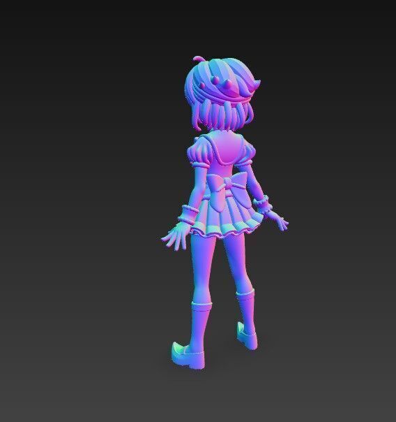 Cheerful Schoolgirl Cute Anime Character 3D Print Model 3D model_5
