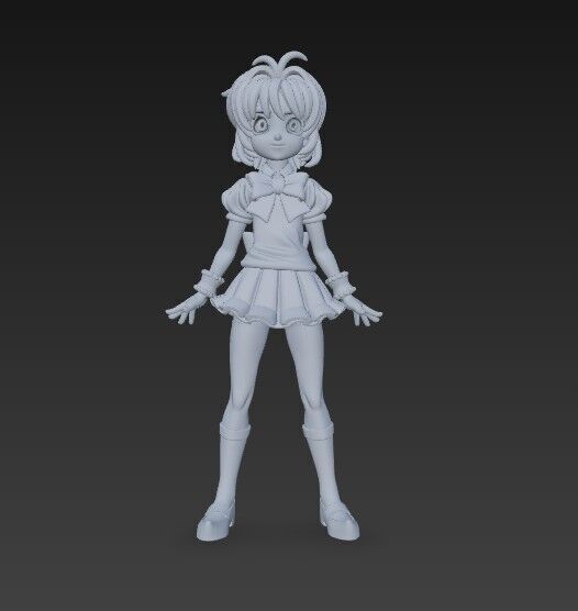 Cheerful Schoolgirl Cute Anime Character 3D Print Model 3D model_9