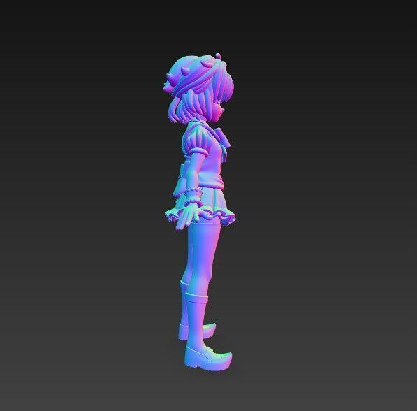 Cheerful Schoolgirl Cute Anime Character 3D Print Model 3D model_1