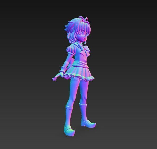 Cheerful Schoolgirl Cute Anime Character 3D Print Model 3D model_3