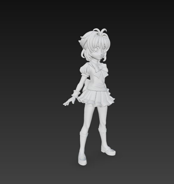Cheerful Schoolgirl Cute Anime Character 3D Print Model 3D model_23