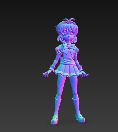 Cheerful Schoolgirl Cute Anime Character 3D Print Model 3D model_4