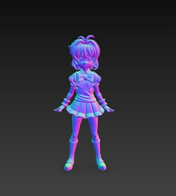 Cheerful Schoolgirl Cute Anime Character 3D Print Model 3D model_8