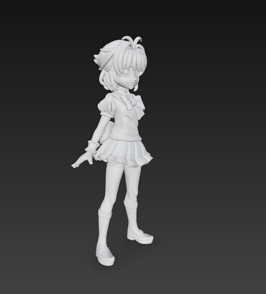 Cheerful Schoolgirl Cute Anime Character 3D Print Model 3D model_17