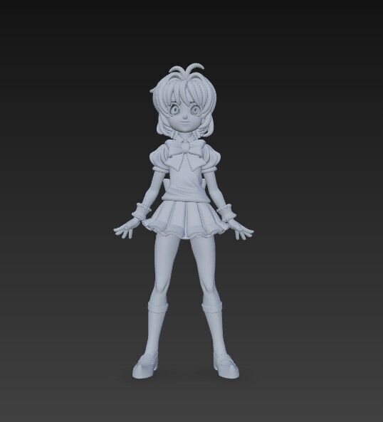 Cheerful Schoolgirl Cute Anime Character 3D Print Model 3D model_13